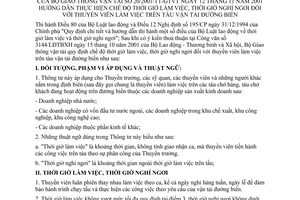 Thông tư 20/2001/TT-GTVT thực hiện chế độ thời giờ làm việc, thời giờ nghỉ ngơi thuyền viên làm việc trên tàu vận tải đường biển