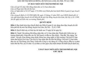 Quyết định 114/2001/QĐ-UBND điều lệ quản lý theo quy hoạch chi tiết khu đô thị mới Sài Đồng, huyện Gia Lâm, Hà Nội tỷ lệ 1/500