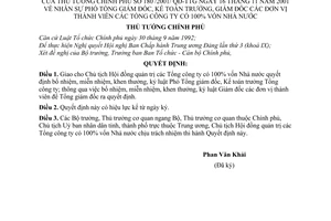 Quyết định 180/2001/QĐ-TTg nhân sự Phó tổng giám đốc, Kế toán trưởng, Giám đốc đơn vị thành viên các tổng công ty 100% vốn Nhà nước
