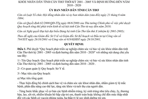 Quyết định 64/2001/QĐ-UB phát triển Chăm sóc Bảo vệ sức khỏe nhân dân Cần Thơ 2001 2005