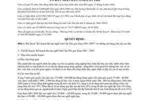 Quyết định 65/2001/QĐ-UB Kế hoạch đào tạo nghề của tỉnh Cần Thơ 2001 2005