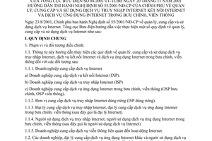 Thông tư 04/2001/TT-TCBĐ quản lý, cung cấp và sử dụng dịch vụ truy cập internet, dịch vụ kết nội internet và dịch vụ ứng dụng internet