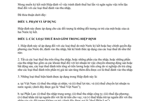 Hiệp định về tránh đánh thuế hai lần ngăn ngừa việc trốn lậu thuế giữa Việt Nam Phần Lan