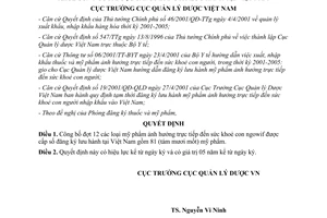 Quyết định 68/2001/QĐ-QLD mỹ phẩm ảnh hưởng đến sức khoẻ con người được lưu hành