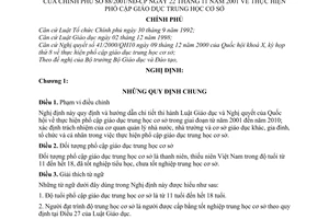 Nghị định 88/2001/NĐ-CP thực hiện phổ cập giáo dục trung học cơ sở