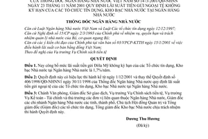 Quyết định 1473/2001/QĐ-NHNN lãi suất tiền gửi ngoại tệ không kỳ hạn của Tổ chức tín dụng, kho bạc Nhà nước tại Ngân hàng Nhà nước