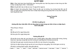 Quyết định 57/2001/QĐ-BCN hướng dẫn thực hiện Quy phạm an toàn trong các hầm lò than diệp thạch TCN - 14.06.2000