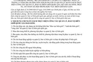 Thông tư liên tịch 3729/2001/TTLT-BQP-BTC nội dung chi quản lý ngân sách công tác bảo vệ biên giới quốc gia giữ gìn an ninh khu vực biên giới đất liền