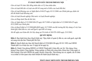 Quyết định 120/2001/QĐ-UB quản lý đầu tư  sản xuất gạch  ngói đất sét nung trên địa bàn Hà Nội