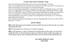 Quyết định 127/2001/QĐ-UB Quy chế phối hợp quản lý Nhà nước các Khu công nghiệp Bắc Ninh