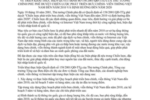 Chỉ thị 09/2001/CT-TCBĐ phê duyệt chiến lược phát triển bưu chính, viễn thông Việt Nam đến năm 2010 định hướng đến năm 2020