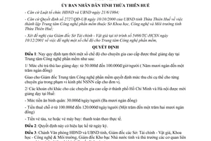 Quyết định 3021/QĐ-UB 2001 thù lao dạy ở Trung tâm Công nghệ phần mềm Huế