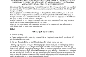 Thông tư 2074/2001/TT-TCĐC hướng dẫn trình tự lập, xét duyệt hồ sơ xin giao đất, thuê đất đối với tổ chức, hộ gia đình, cá nhân trong nước