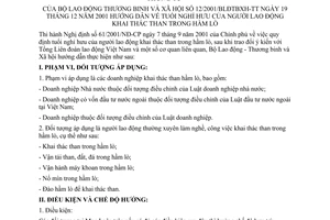 Thông tư 12/2001/TT-BLĐTBXH hướng dẫn về tuổi nghỉ hưu của người lao động khai thác than trong hầm lò