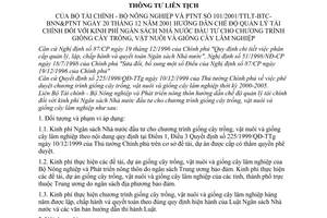Thông tư liên tịch 101/2001/TTLT-BTC-BNNPTNT quản lý tài chính kinh phí ngân sách nhà nước đầu tư chương trình giống cây trồng vật nuôi lâm nghiệp