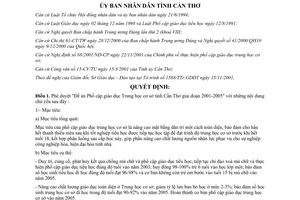 Quyết định 73/2001/QĐ-UB Đề án Phổ cập giáo dục Trung học cơ sở Cần Thơ 2001 2005