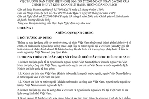 Thông tư 04/2001/TT-TCDL kinh doanh lữ hành, hướng dẫn du lịch hướng dẫn thực hiện Nghị định 27/2001/NĐ-CP