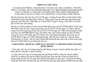 Thông tư liên tịch 4086/2001/TTLT-BQP-BGDĐT-BLĐTBXH-BTC giáo dục quốc phòng hướng dẫn Nghị định 15/2001/NĐ-CP