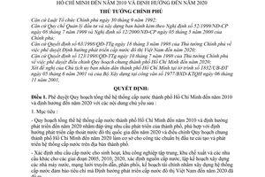 Quyết định 1600/2001/QĐ-TTg phê duyệt Quy hoạch tổng thể hệ thống cấp nước thành phố Hồ Chí Minh đến năm 2010 định hướng đến năm 2020