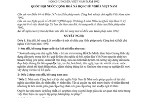 Nghị quyết 51/2001/NQ-QH10 bổ sung điều của Hiến pháp nước cộng hoà xã hội chủ nghĩa Việt Nam năm 1992
