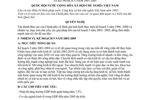 Nghị quyết 55/2001/QH10 kế hoạch 5 năm 2001-2005