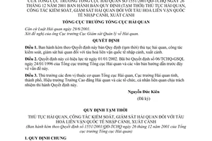Quyết định 1551/2001/QĐ-TCHQ thủ tục hải quan công tác kiểm soát giám sát hàng hoá liên vận quốc tế xuất nhập cảnh