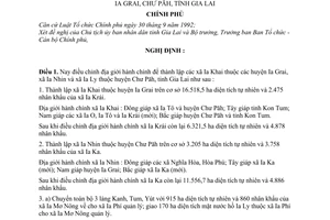 Nghị định 100/2001/NĐ-CP điều chỉnh địa giới hành chính thành lập xã thuộc các huyện Ia Grai, Chư Păh, tỉnh Gia Lai