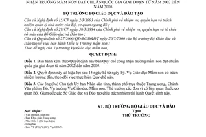 Quyết định 45/2001/QĐ-BGD&ĐT Quy chế công nhận trường mầm non đạt chuẩn quốc gia giai đoạn từ năm 2002 đến năm 2005