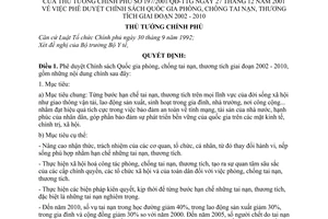Quyết định 197/2001/QĐ-TTg phê duyệt chính sách quốc gia phòng, chống tai nạn, thương tích giai đoạn 2002-2010
