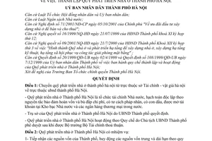 Quyết định 131/2001/QĐ-UB thành lập Quỹ Phát triển nhà ở  Hà Nội