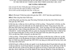 Quyết định 201/2001/QĐ-TTg phê duyệt Chiến lược phát triển giáo dục 2001-2010