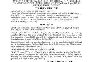 Quyết định 1636/QĐ-TTg Đề án quy hoạch đầu tư bảo tồn tôn tạo Khu di tích lịch sử cách mạng kháng Chiến khu Việt Bắc sửa đổi Quyết định 984/QĐ-TTg