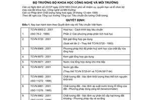Quyết định 66/2001/QĐ-BKHCNMT Tiêu chuẩn Việt Nam
