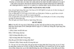 Quyết định 1601/2001/QĐ-NHNN Quy chế xếp loại Quỹ tín dụng nhân dân sửa đổi Quyết định 467/2000/QĐ-NHNN3