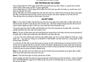 Quyết định 2000/2001/QĐ-BTC thực hiện thí điểm chế độ khấu hao tài sản cố định theo phương pháp số dư giảm dần có điều chỉnh