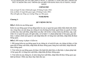 Nghị định 102/2001/NĐ-CP hướng dẫn kiểm tra sau thông quan hàng hoá xuất khẩu, nhập khẩu