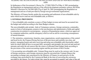 Circular No. 109/2001/TT-BTC of December 31, 2001, guiding the accounting of the reception and use of non-refundable aids.