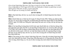Quyết định 1627/2001/QĐ-NHNN Quy chế cho vay của tổ chức tín dụng đối với khách hàng
