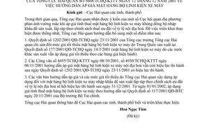 Công văn 5608/TCHQ-KTTT hướng dẫn áp giá mặt hàng linh kiện xe máy