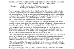 Công văn 166/2001/KHXX tính thời hạn kháng cáo, kháng nghị