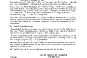 Công văn 12304 TC/TCT xử lý thuế ở khâu nhập khẩu xăng dầu kinh doanh theo phương thức tạm nhập tái xuất