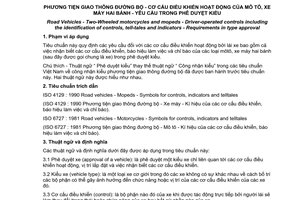 Tiêu chuẩn Việt Nam TCVN 6957:2001 về Phương tiện giao thông đường bộ - Cơ cấu điều khiển hoạt động của mô tô, xe máy hai bánh - Yêu cầu trong phê duyệt kiểu do Bộ Khoa học Công nghệ và Môi trường ban hành