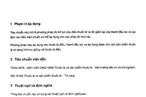 Tiêu chuẩn Việt Nam TCVN 6937:2001 về Thuốc lá và sản phẩm thuốc lá - Trở lực của điếu thuốc và độ giảm áp của thanh đầu lọc - Các điều kiện chuẩn và phép đo do Bộ Khoa học Công nghệ và Môi trường ban hành