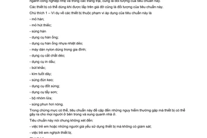 Tiêu chuẩn Việt Nam TCVN 5699-2-45:2001 (IEC 335-2-45:1996) về An toàn đối với thiết bị điện gia dụng và các thiết bị điện tương tự - Phần 2-45: Yêu cầu cụ thể đối với dụng cụ gia nhiệt xách tay và các thiết bị tương tự do Bộ Khoa học Công nghệ và Môi trường ban hành