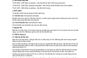 Tiêu chuẩn Việt Nam TCVN 6895:2001 về Giấy và cáctông - Xác định độ bền nén - Phép thử khoảng nén ngắn do Bộ Khoa học Công nghệ và Môi trường ban hành