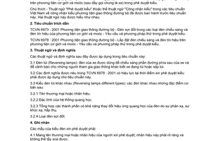 Tiêu chuẩn Việt Nam TCVN 6977:2001 về phương tiện giao thông đường bộ - đèn lùi trên phương tiện cơ giới và moóc - yêu cầu và phương pháp thử trong phê duyệt kiểu do Bộ Khoa học Công nghệ và Môi trường ban hành