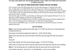 Quyết định 8051/2001/QĐ-UB xác định giá trị Doanh nghiệp thực hiện cổ phần hóa Nhà máy Xi măng Sài gòn