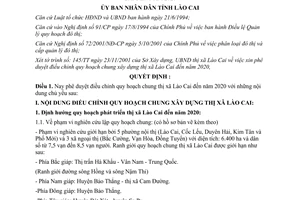 Quyết định 376/2001/QĐ-UB quy hoạch chung xây dựng thị xã Lào Cai 2020