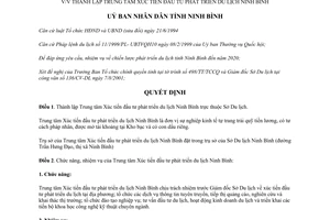 Quyết định 2682/2001/QĐ-UB thành lập Trung tâm xúc tiến đầu tư phát triển du lịch Ninh Bình