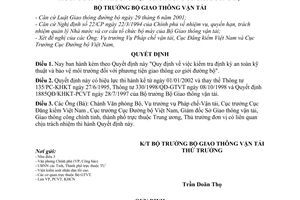 Quyết định 4105/2001/QĐ-BGTVT kiểm tra định kỳ an toàn kỹ thuật và bảo vệ môi trường đối với phương tiện giao thông cơ giới đường bộ